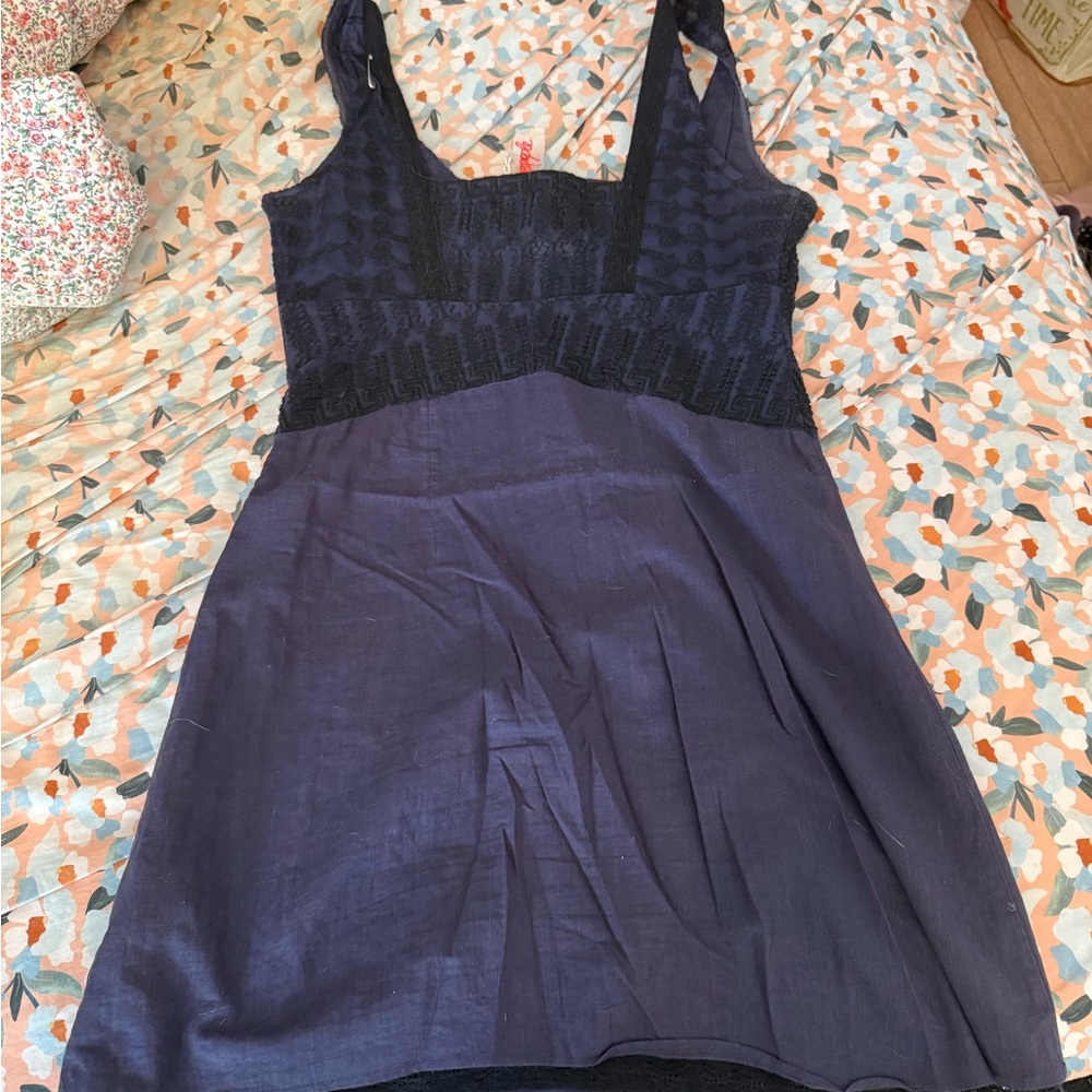 Free People Black and purple Mini Dress